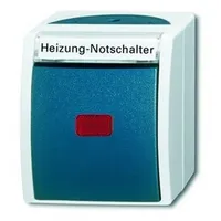 Busch-Jaeger OCEAN Wippschalter, Kontrollschalter, grau/blau-grün, matt, Aufputz, IP44, 2p,