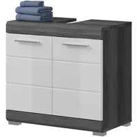 Inn.furn Waschbeckenunterschrank Weiß Hochglanz grau 60 cm Shawn