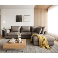 DeLife Ecksofa Isla 330x225 cm Bouclé Schlamm Ottomane rechts