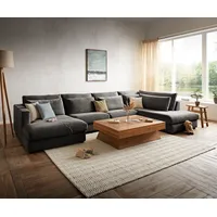 DeLife Wohnlandschaft Isla Chenille Anthrazit 430x225 cm Ottomane rechts