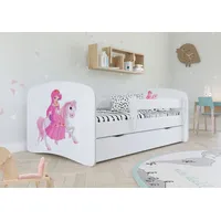 Bjird Kinderbett Jugendbett 80x160 cm Weiß mit Matratze Rausfallschutz