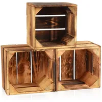 CHICCIE 3 Set Geflammte Obstkisten - 22x20x15cm Holzkisten Weinkisten