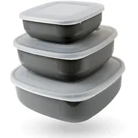 Bestgoodies Vorratsdosen 6er Set Eckig Grau 2 x 3er