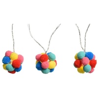 MARELIDA LED Lichterkette Pompom - 10 Stoffbommeln 1,8m -