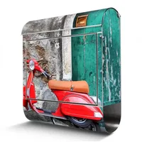 Banjado Wandbriefkasten Edelstahl Italienischer Roller inkl. Zeitungsfach