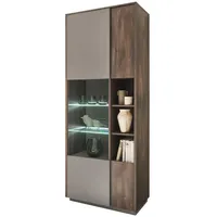 Furn.design Vitrine, Eiche, Glas, Holzwerkstoff, Nachbildung, 80x200x40 cm, Wohnzimmer,