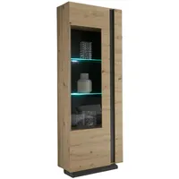 Furn.design Vitrine, Eiche Artisan, grau, Vitrinenschrank 60 x 194
