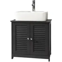 SoBuy Waschbeckenunterschrank mit 2 Türen Dunkelgrau 60x35x58cm Modern