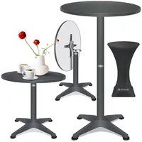 Kesser KESSER® 2in1 Stehtisch klappbar Bistrotisch Aluminium Edelstahlplatte höhenverstellbar