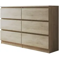 Mirjan24 Kommode Sonoma Eiche, Holzwerkstoff, 6 Schubladen, 120x77x30 cm,