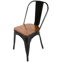 Möbelliebling Esszimmerstuhl Metallstuhl stapelbar schwarz matt Sitz Pinienholz LINA