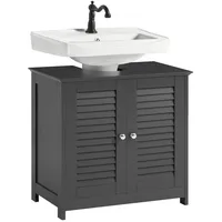 SoBuy Waschbeckenunterschrank Grau Holzwerkstoff, 60x58x35 cm Badezimmer, Badezimmerschränke, Waschbeckenunterschränke