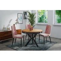 WFL GROUP Runder Ausziehbarer Esstisch im Loft-Stil - Industrieller