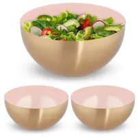 Relaxdays 3 x Edelstahl Salatschüssel rosa/gold