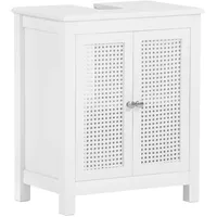 SoBuy Waschbeckenunterschrank mit Gitteroptik-Türen MDF Weiß Holzwerkstoff, 50x60x33 cm