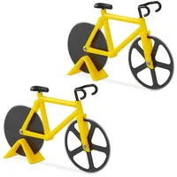 Relaxdays 2 x Fahrrad Pizzaschneider, lustiger Pizzaroller mit Schneiderädern,