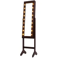 Costway - 18 LED-Schmuckschrank neigungsverstellbar, Schmuckregal mit Ganzkoerperspiegel und