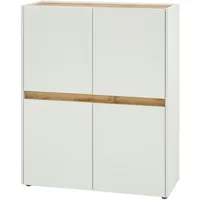Furn.design Highboard "Center" weiß und Wotan Eiche 100 x