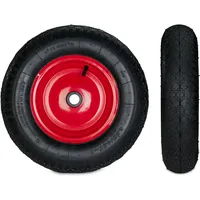 Relaxdays Schubkarrenrad 4.80 4.00-8, mit Adaptern Rot,Schwarz