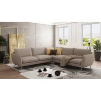 S-style möbel Modernes Ecksofa Lisa mit Metall Füßen, Dunkelbeige