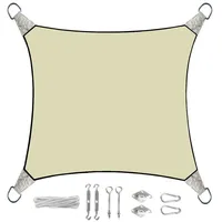 Perel Sonnensegel Quadratisch 5m - mit Ösenset für Balkon