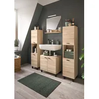 WELLTIME »Tampa, Breite 137cm, 4-teilig«, (4 St.), Waschbeckenunterschrank, Spiegel,