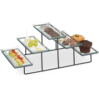Relaxdays Servierständer, 3-stöckige Etagere, 5 Servierteller aus Glas, Eisen,