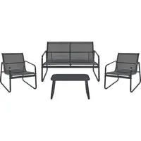 Beliani Lounge Set Schwarz 4-Sitzer Gartentisch Gartensofa 2 Gartensessel