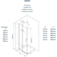 Bernstein Duschkabine Eckdusche 8mm Nano Echtglas Tür links