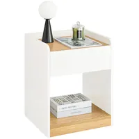 SoBuy Nachttisch Sofatisch Beistelltisch schmal Telefontisch Nachtschrank Nachtkommode Weiß,