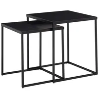 Wohnling Wohnzimmertisch 2er Set Metall Beistelltisch Eckig Schwarz, Design