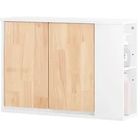 SoBuy Hängeschrank Wandschrank Badezimmerschrank Weiß-Natur BZR144-WN