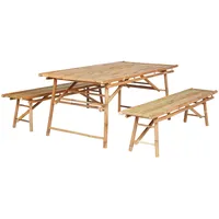 Beliani Gartenmöbel Set Hellbraun Holz, 4-Sitzer mit 2 Bänken