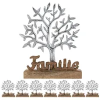 Amagohome Dekofigur Lebensbaum mit Schriftzug Familie Holzfigur 20x27cm Masterbox
