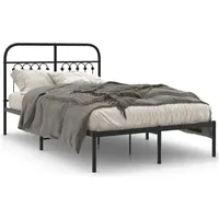 VidaXL Bettgestell mit Kopfteil Metall Schwarz 120x200 cm