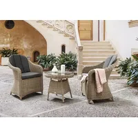 Destiny Balkonset MALAGA 2 Sessel + Tisch Ø60x55cm, natur