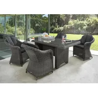 Destiny MALAGA LUNA 4x Sessel + Tisch 200x100x75cm, vintage
