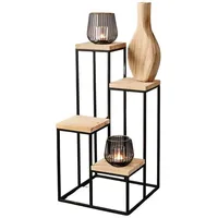 Dekoleidenschaft Stufenregal "Schlicht" aus Metall & Holz, 4 Ebenen,