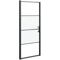 VidaXL Duschtür 91x195 cm Halbmatt Hartglas Schwarz