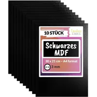 Creative Deco 10 x Schwarze A4 MDF Platten |