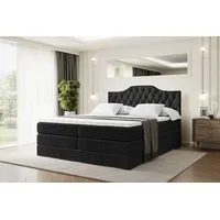 Altdecor Boxspringbett Schwarz, Höhe ca. 20 cm, 180x200 cm,