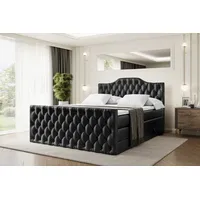 Altdecor Boxspringbett Schwarz Hochglanz, Höhe ca. 20 cm, 160x200