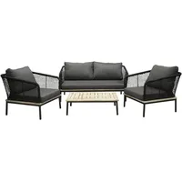 Gardenson Loungegarnitur Andorra ca. 79,5x148 cm Schwarz