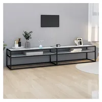 Furnicato TV-Schrank Weiß Marmor-Optik 220x40x40,5 cm Hartglas