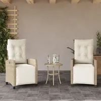 VidaXL Gartensessel mit Fußteil 2 Stk. Verstellbar Beige Poly