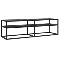 Furnicato TV-Schrank Schwarz Marmor-Optik 140x40x40,5 cm Hartglas