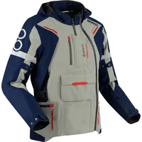 BERING Austral GTX wasserdichte Motorrad Textiljacke Gore-Tex - Dunkelblau/Grau/Rot