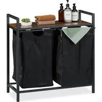 Relaxdays Wäschekorbregal, HBT: 72x73x33 cm, Wäscheablage, 2 ausziehbare Fächer,