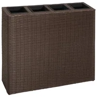 Furnicato Garten-Hochbeet mit 4 Töpfen Poly Rattan Braun