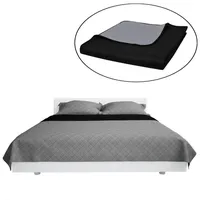 VidaXL Zweiseitige Tagesdecke Gesteppt Schwarz/Grau 220x240 cm